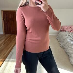 a new day: Rust Cotton Ribbed Long Sleeve Tee